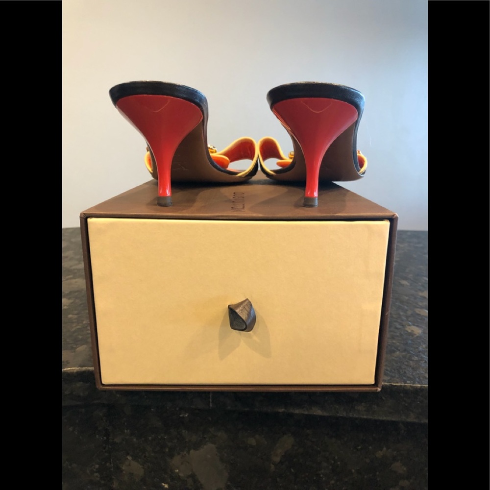 LOUIS VUITTON Monogrammed/ Orange Perforated Mule - Picture 7 of 8